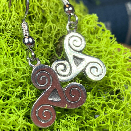 Triple Spiral Earrings, Celtic Jewelry, Ireland Jewelry, Irish Jewelry, Triskele Jewelry, Mom Gift, Girlfriend Gift, Ireland Gift, Newgrange