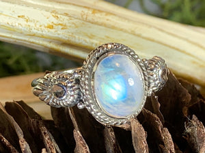 Highland Dawn Ring, Celtic Jewelry, Opal Ring, Gemstone Jewelry, Scotland Ring, Wiccan Jewelry, Anniversary Gift, Moonstone Jewelry
