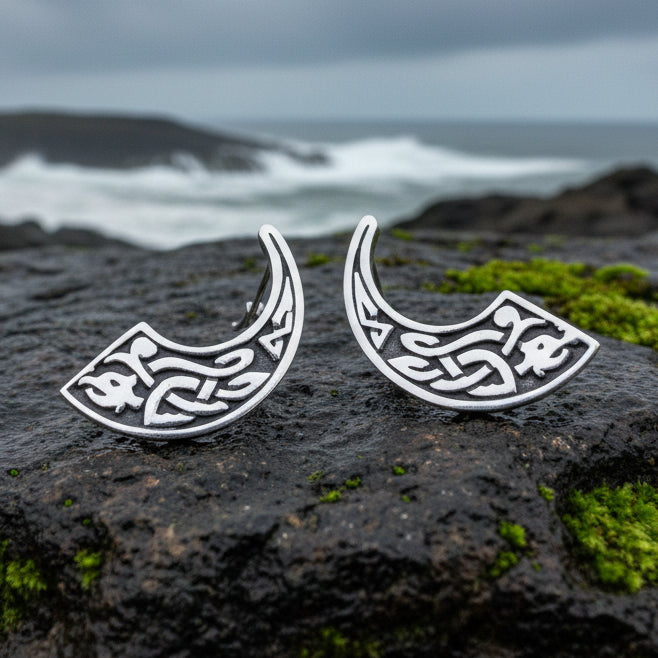 Celtic Dragon Earrings, Irish Jewelry, Scotland Jewelry, Celtic Knot Jewelry, Viking Post Earrings, Anniversary Gift, Wiccan Jewelry