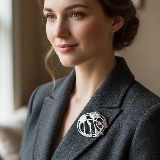 Roses Brooch, Scotland Jewelry, Rennie Mackintosh Jewelry, Celtic Pin, Scarf Pin, Aunt Gift, Mom Gift, Girlfriend, Graduation Gift