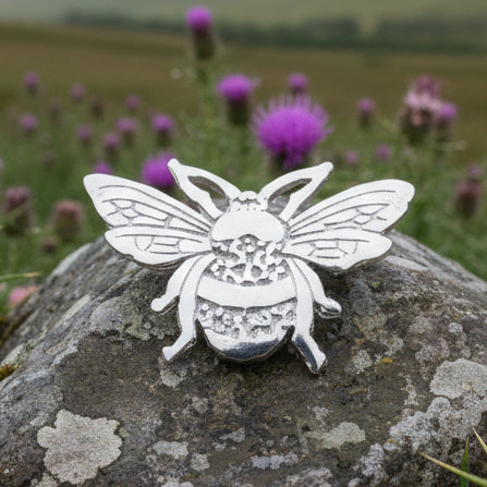 Bee Booch, Nature Jewelry, Celtic Jewelry, Anniversary Gift, Outlander Jewelry, Insect Jewelry, Honey Bee Jewelry, Bumble Bee Pewter Pin