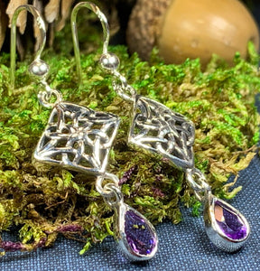 Celtic Knot Earrings, Celtic Jewelry, Irish Jewelry, Love Knot Jewelry, Bridal Jewelry, Amethyst Jewelry, Scotland Jewelry, Mom Gift
