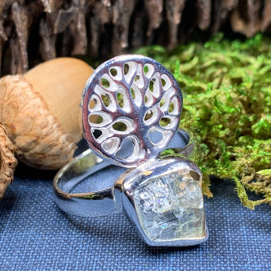 Tree of Life Ring, Celtic Jewelry, Irish Jewelry, Norse Jewelry, Irish Gift, Tree Ring, Anniversary Gift, Raw Gemstone Ring, Sweet 16 Gift