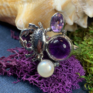 Purple Crab Ring, Celtic Jewelry, Nautical Ring, Ocean Jewelry, Girlfriend Gift, Anniversary Gift, Friendship Gift, Mom Gift, Sister Gift