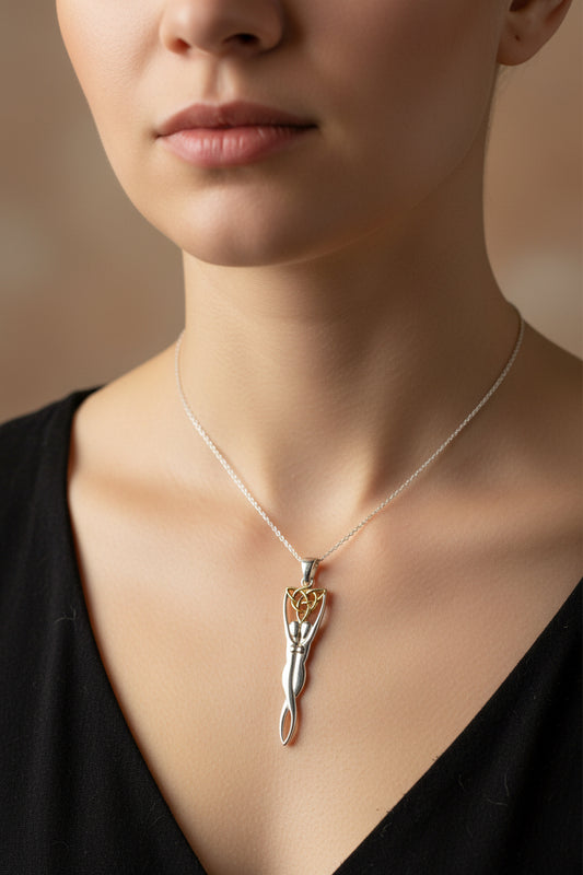 Double Goddess Necklace, Triquetra Pendant, Goddess Jewelry, Celtic Jewelry, Anniversary Gift, Wiccan Jewelry, Pagan Jewelry, Irish Gift