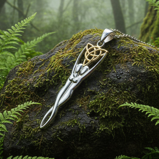 Double Goddess Necklace, Triquetra Pendant, Goddess Jewelry, Celtic Jewelry, Anniversary Gift, Wiccan Jewelry, Pagan Jewelry, Irish Gift