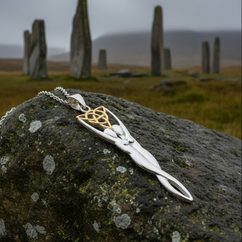 Double Goddess Necklace, Triquetra Pendant, Goddess Jewelry, Celtic Jewelry, Anniversary Gift, Wiccan Jewelry, Pagan Jewelry, Irish Gift