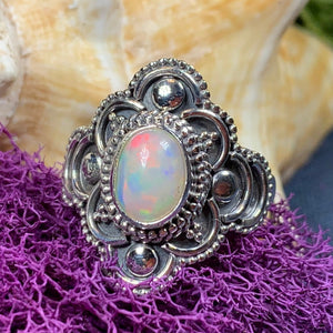 Highland Dawn Ring, Celtic Jewelry, Opal Ring, Gemstone Jewelry, Scotland Ring, Wiccan Jewelry, Anniversary Gift, Opal Jewelry, Wife Gift