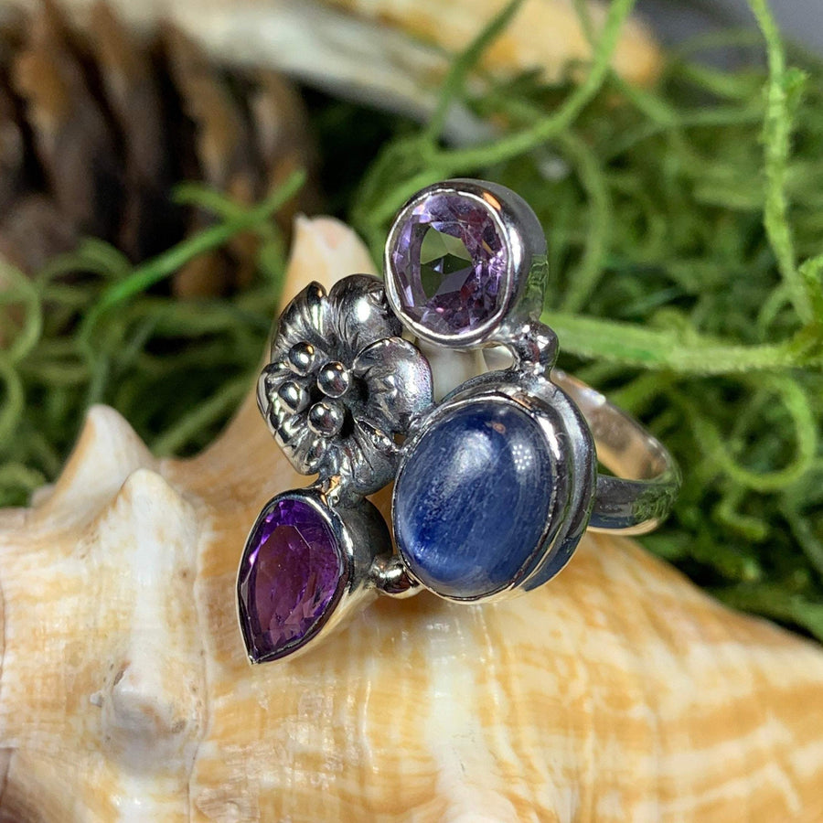 Summer Flower Ring, Celtic Jewelry, Nature Ring, Amethyst Jewelry, Girlfriend Gift, Anniversary Gift, Friendship Gift, Mom Gift, Sister Gift