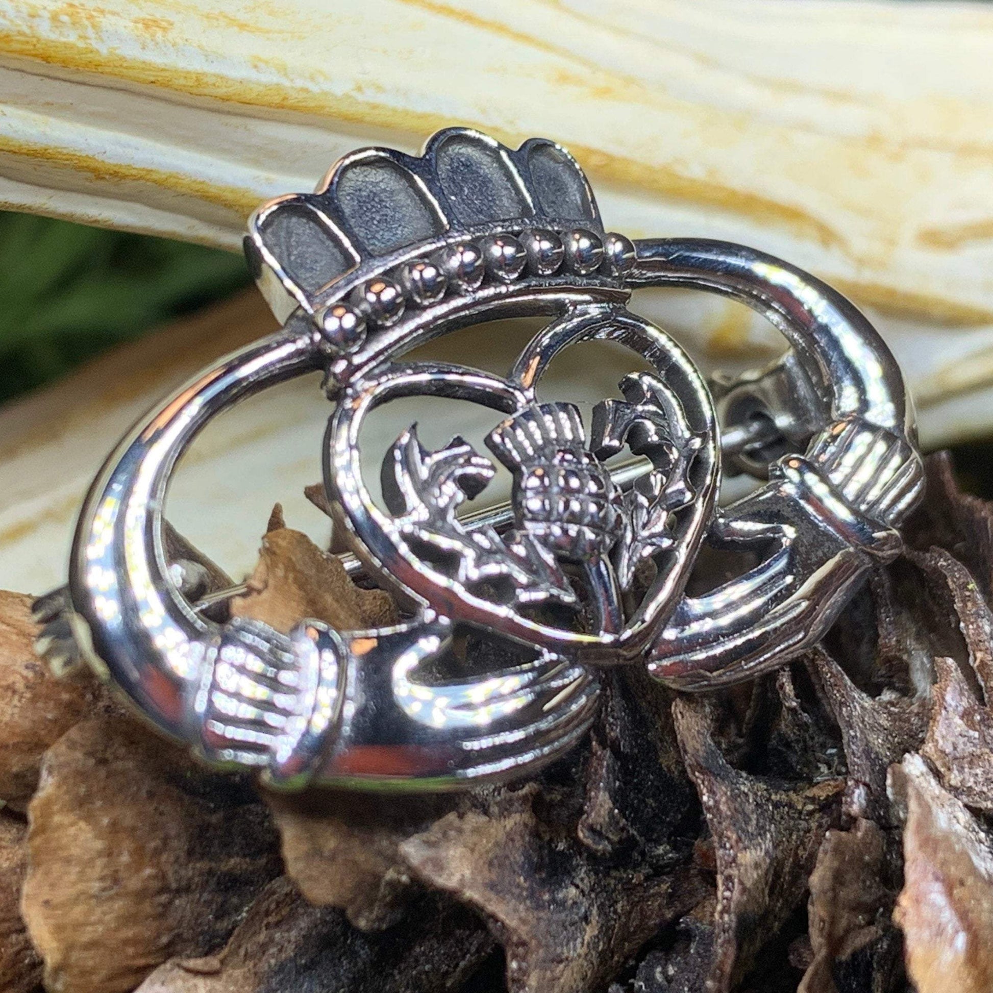 Claddagh Thistle Brooch — view 7