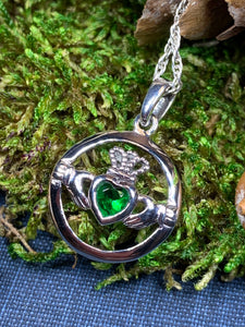 Claddagh Necklace, Irish Jewelry, Heart Pendant, Mom Gift, Anniversary Gift, Graduation Gift, Birthday Gift, Friendship Gift, May Birthstone
