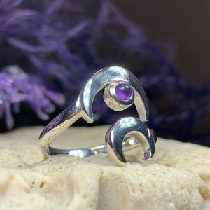 Crescent Moon Ring, Celtic Jewelry, Celestial Jewelry, Goddess Jewelry, Moon Ring, Wiccan Jewelry, Anniversary Gift, Promise Ring, Wife Gift
