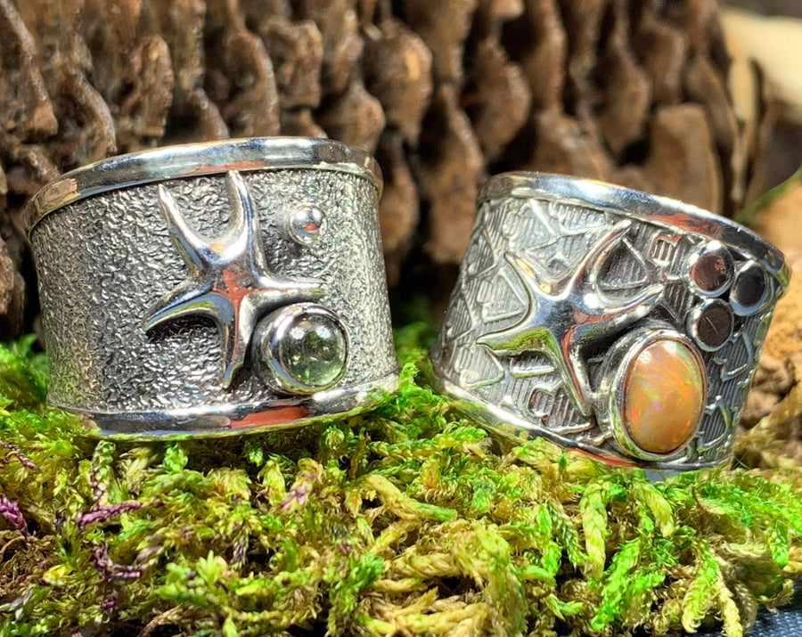 Starfish Ring, Celtic Jewelry, Nautical Ring, Beach Lover Jewelry, Opal Jewelry, Anniversary Gift, Sister Gift, Mom Gift, Sea Star Ring