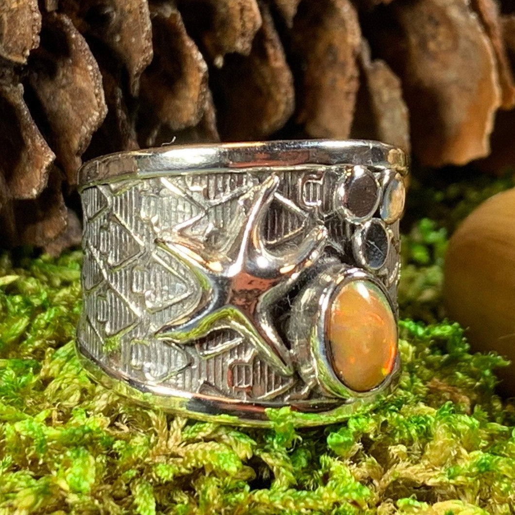 Starfish Ring, Celtic Jewelry, Nautical Ring, Beach Lover Jewelry, Opal Jewelry, Anniversary Gift, Sister Gift, Mom Gift, Sea Star Ring