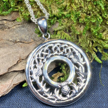 Load image into Gallery viewer, Thistle Necklace, Silver Celtic Jewelry, Scottish Jewelry, Scotland Pendant, Celtic Knot Jewelry, Thistle Jewelry, Anniversary Gift
