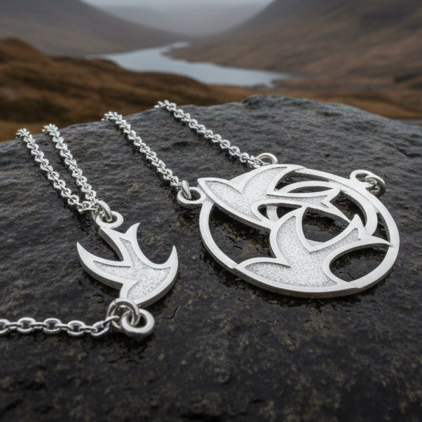 Peace Doves Necklace, Scotland Jewelry, Dove of Peace Jewelry, Long Sterling Silver Necklace, Confirmation Gift, Religious Jewelry, Mom Gift