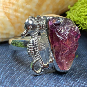 Seahorse Ring, Raw Stone Jewelry, Beach Jewelry, Mom Gift, Fish Jewelry, Anniversary Gift, Nautical Jewelry, Sea Jewelry, Nature Jewelry