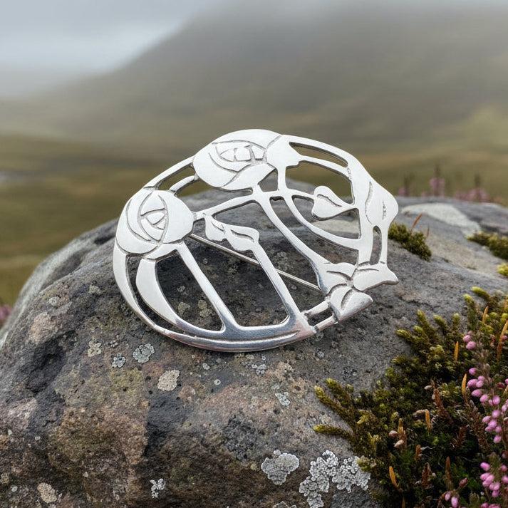 Roses Brooch, Scotland Jewelry, Rennie Mackintosh Jewelry, Celtic Pin, Scarf Pin, Aunt Gift, Mom Gift, Girlfriend, Graduation Gift