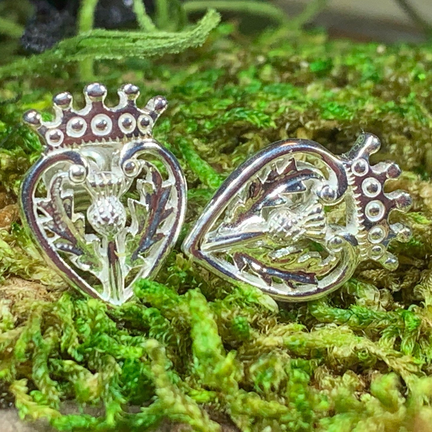Regal Scottish Thistle Luckenbooth Earrings — view 6