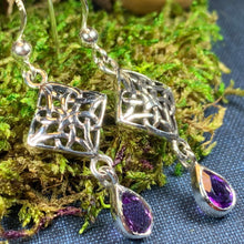 Load image into Gallery viewer, Celtic Knot Earrings, Celtic Jewelry, Irish Jewelry, Love Knot Jewelry, Bridal Jewelry, Amethyst Jewelry, Scotland Jewelry, Mom Gift
