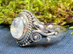 Celtic Vines Ring, Celtic Jewelry, Irish Jewelry, Celtic Knot Jewelry, Nature Jewelry, Anniversary Gift, Moonstone Ring, Wiccan Jewelry