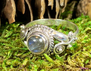 Celtic Vines Ring, Celtic Jewelry, Irish Jewelry, Celtic Knot Jewelry, Wiccan Ring, Moonstone Ring, Anniversary Gift, Labradorite Ring