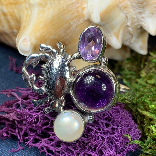 Purple Crab Ring, Celtic Jewelry, Nautical Ring, Ocean Jewelry, Girlfriend Gift, Anniversary Gift, Friendship Gift, Mom Gift, Sister Gift