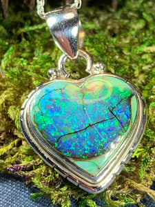 Opal Heart Necklace, Celtic Jewelry, Boho Jewelry, October Birthstone, Girlfriend Gift, Anniversary Gift, Sweet 16 Gift, Mom Gift, Wife Gift