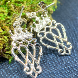 Luckenbooth Earrings, Scotland Jewelry, Celtic Jewelry, Scottish Earrings, Anniversary Gift, Bridal Jewelry, Heart Jewelry, Mom Gift
