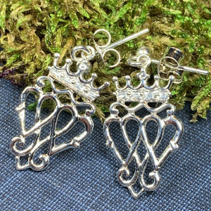 Luckenbooth Earrings, Scotland Jewelry, Celtic Jewelry, Scottish Earrings, Anniversary Gift, Bridal Jewelry, Heart Jewelry, Mom Gift