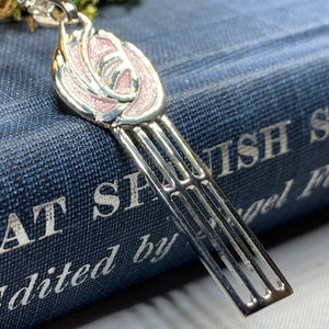 Mackintosh Rose Necklace, Scotland Jewelry, Celtic Jewelry, Rose Jewelry, Art Deco Pendant, Anniversary Gift, Scottish Necklace, Wife Gift