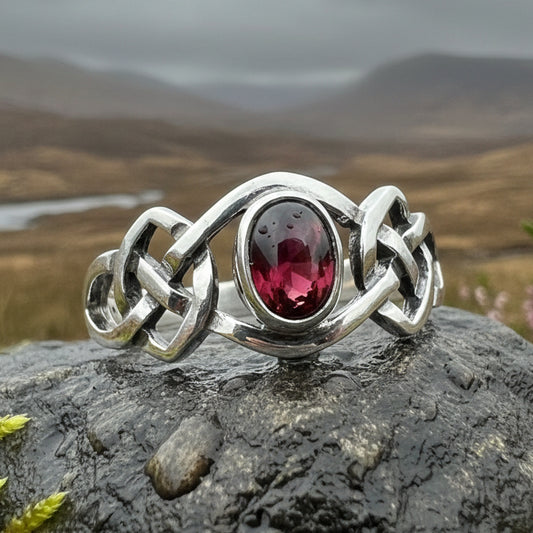 Dahlia Celtic Knot Garnet Ring for Women — view 6