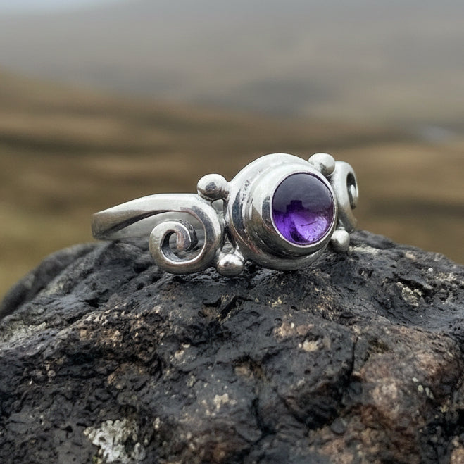 Celtic Knot Ring, Amethyst Jewelry, Celtic Spiral Ring, Irish Jewelry, Celtic Jewelry, Anniversary Gift, Wiccan Jewelry, Wife Gift, Mom Gift