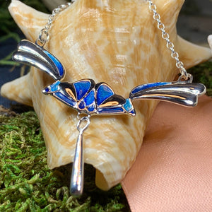 Mackintosh Blue Necklace, Scotland Jewelry, Celtic Jewelry, Art Nouveau Jewelry, Art Deco Pendant, Anniversary Gift, Scottish Necklace