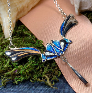 Mackintosh Blue Necklace, Scotland Jewelry, Celtic Jewelry, Art Nouveau Jewelry, Art Deco Pendant, Anniversary Gift, Scottish Necklace