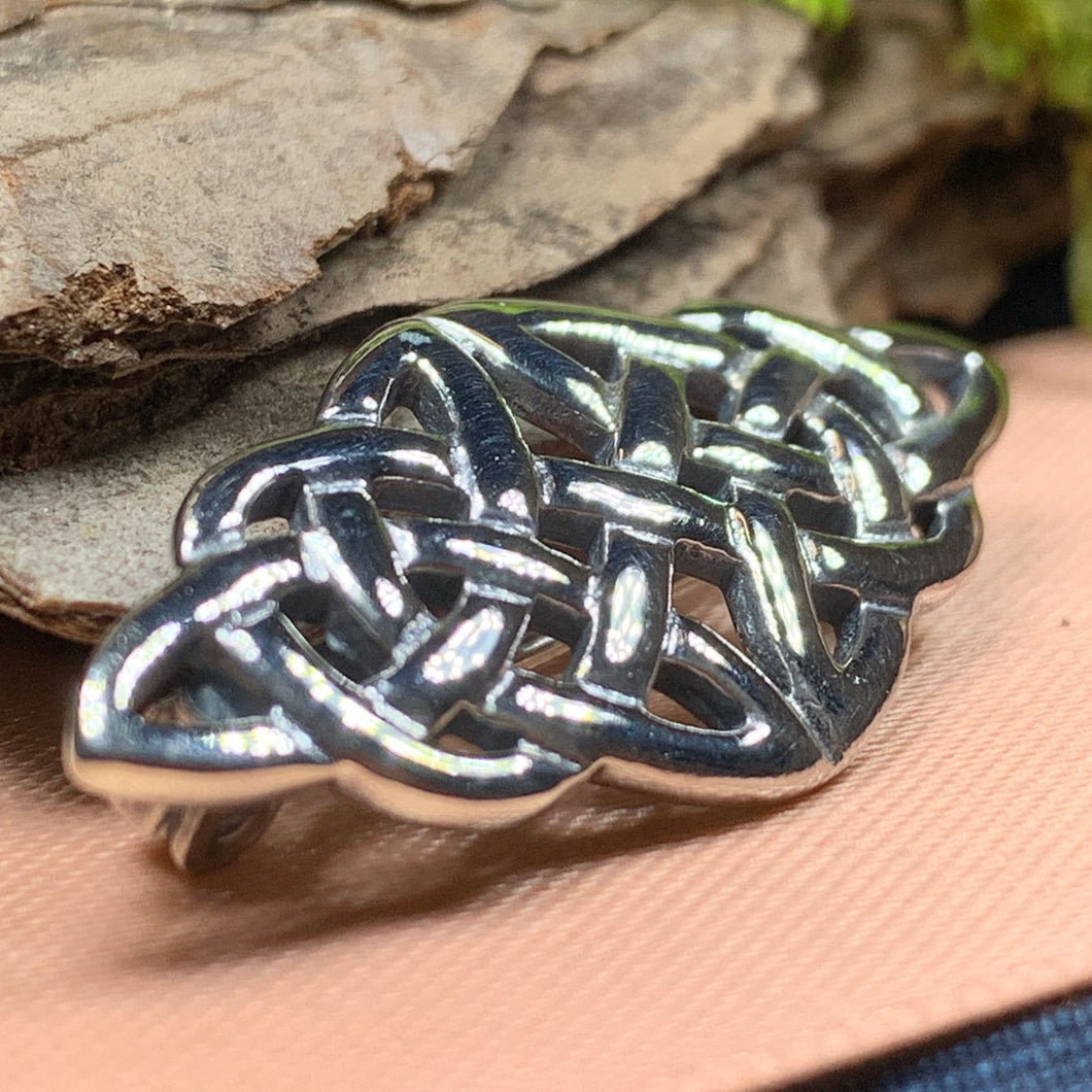 Celtic Knot Brooch, Ireland Jewelry, Sterling Silver Brooch, Irish Pin, Scarf Pin, Mom Gift, Anniversary Gift, Bridal Jewelry, Celtic Pin