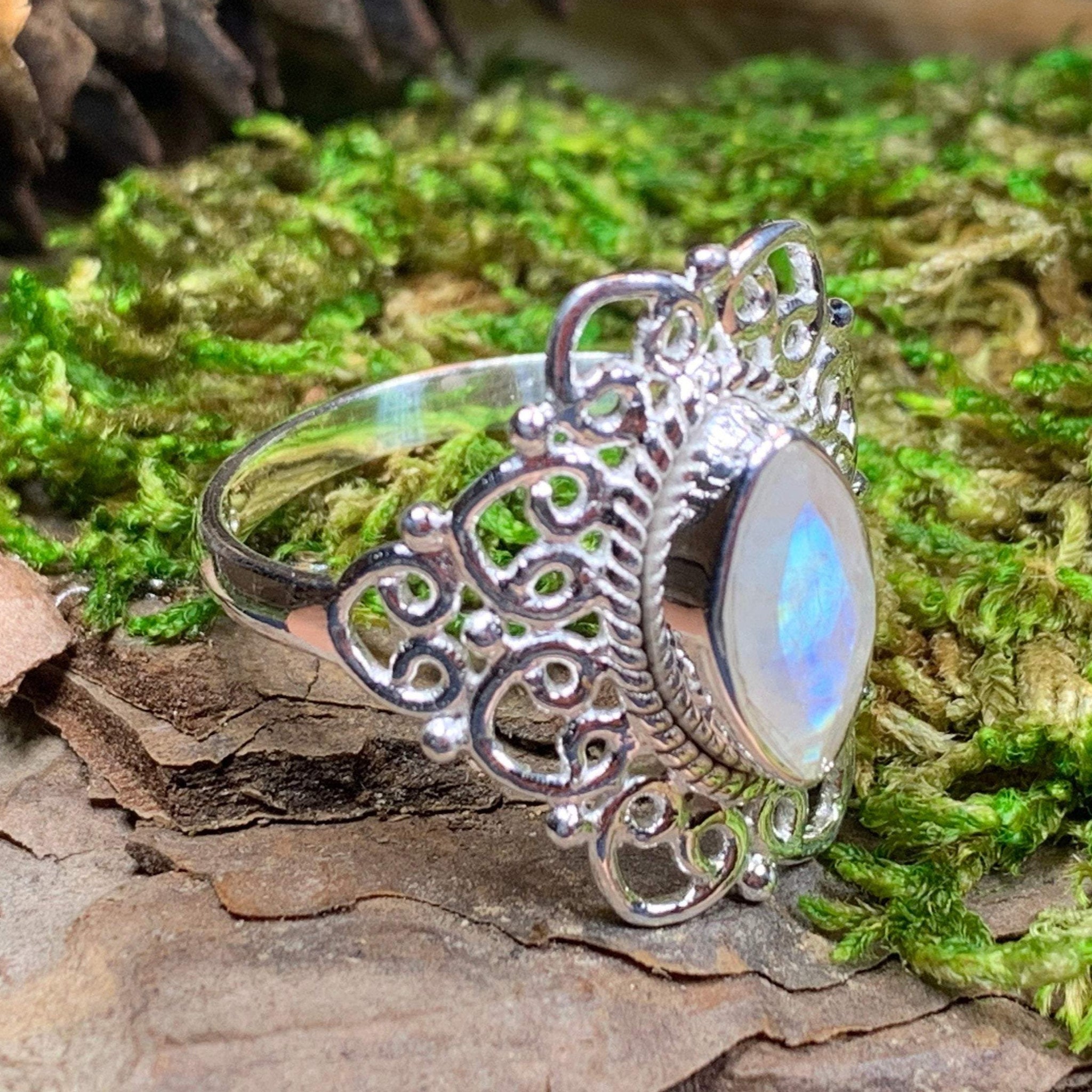 Natural Moonstone Ring, 925 Silver Ring, Statement India | Ubuy