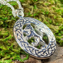 Load image into Gallery viewer, Scotland Lion Necklace, Silver Celtic Jewelry, Scottish Jewelry, Scotland Pendant, Celtic Knot Jewelry, Lion Jewelry, Anniversary Gift
