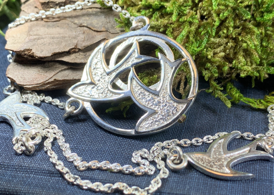 Peace Doves Necklace, Scotland Jewelry, Dove of Peace Jewelry, Long Sterling Silver Necklace, Confirmation Gift, Religious Jewelry, Mom Gift