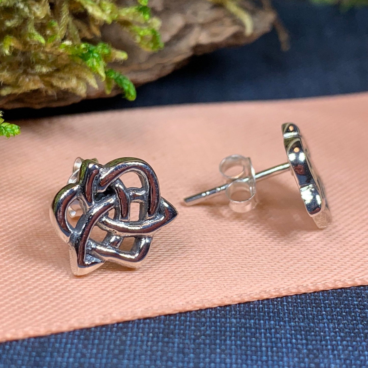 Sylvie Celtic Knot Stud Earrings in Sterling Silver — view 6