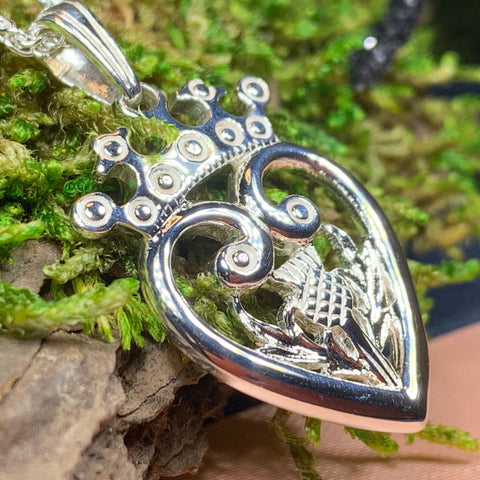 Load image into Gallery viewer, Luckenbooth Necklace, Silver Celtic Jewelry, Scottish Jewelry, Scotland Pendant, Celtic Knot Jewelry, Outlander Jewelry, Anniversary Gift
