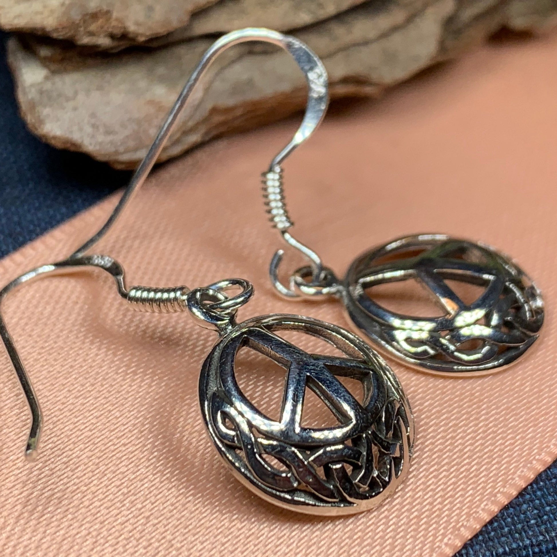 Celtic Peace Sign Earrings in silver