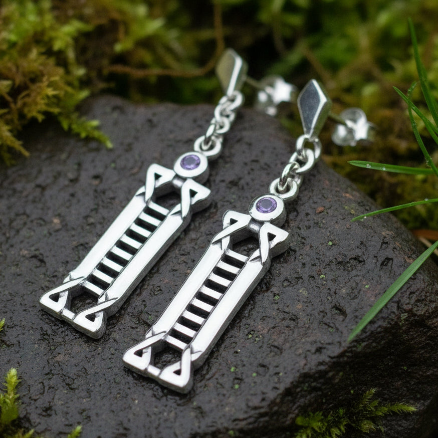 Art Deco Earrings, Scotland Jewelry, Mackintosh Jewelry, Art Deco Jewelry, Anniversary Gift, Celtic Earrings, Dangle Earrings, Mom Gift