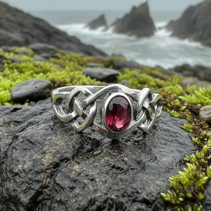 Dahlia Celtic Knot Garnet Ring for Women — view 4