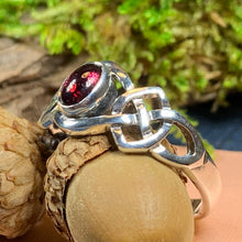 Load image into Gallery viewer, Celtic Knot Ring, Garnet Jewelry, Scotland Ring, Irish Jewelry, Celtic Jewelry, Anniversary Gift, Wiccan Jewelry, Wife Gift, Mom Gift
