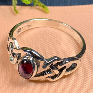 Celtic Knot Ring, Garnet Jewelry, Scotland Ring, Irish Jewelry, Celtic Jewelry, Anniversary Gift, Wiccan Jewelry, Wife Gift, Mom Gift