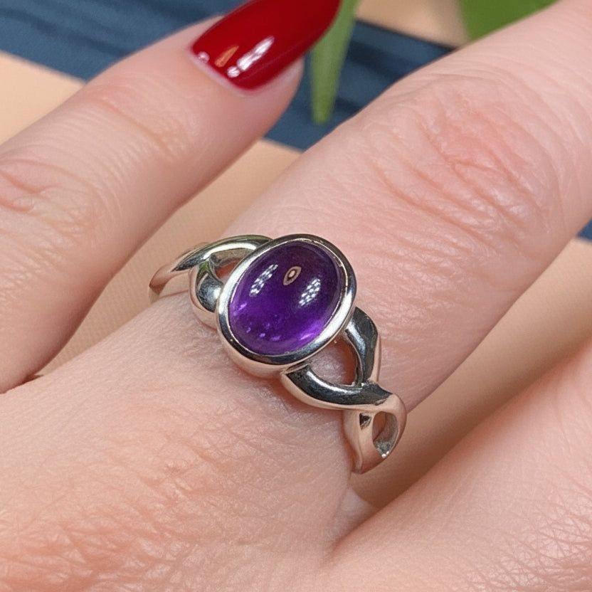 Marianne Celtic Knot Amethyst Ring in Sterling Silver — view 6