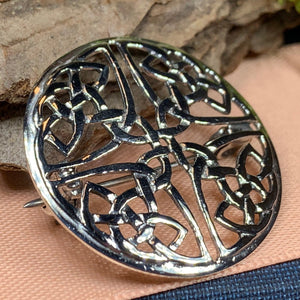 Celtic Knot Brooch, Ireland Jewelry, Sterling Silver Brooch, Irish Pin, Scarf Pin, Mom Gift, Anniversary Gift, Bridal Jewelry, Celtic Pin