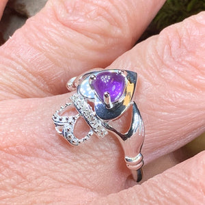 Claddagh Ring, Celtic Jewelry, Irish Jewelry, Celtic Knot Jewelry, Irish Ring, Irish Dance Gift, Anniversary Gift, Amethyst Engagement Ring