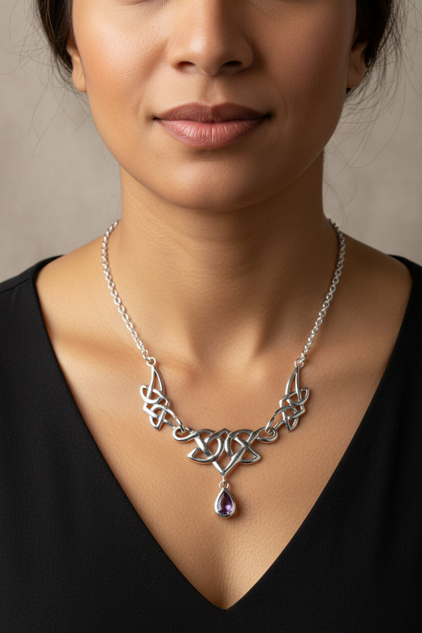 Lorena Celtic Knot Necklace in Sterling Silver — view 8